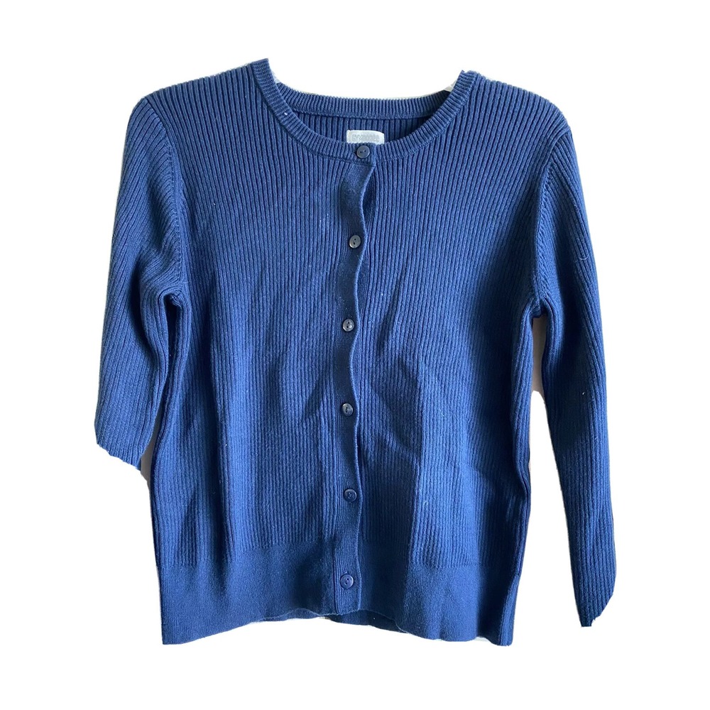 Gymboree Sweater Girls 14 Blue Ribbed Cotton Cardigan Uniform New